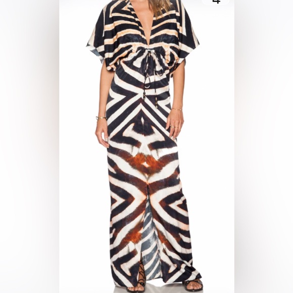 Lotta Stensson Revolve Zebra Maxi Kaftan Robe XS - Picture 2 of 5